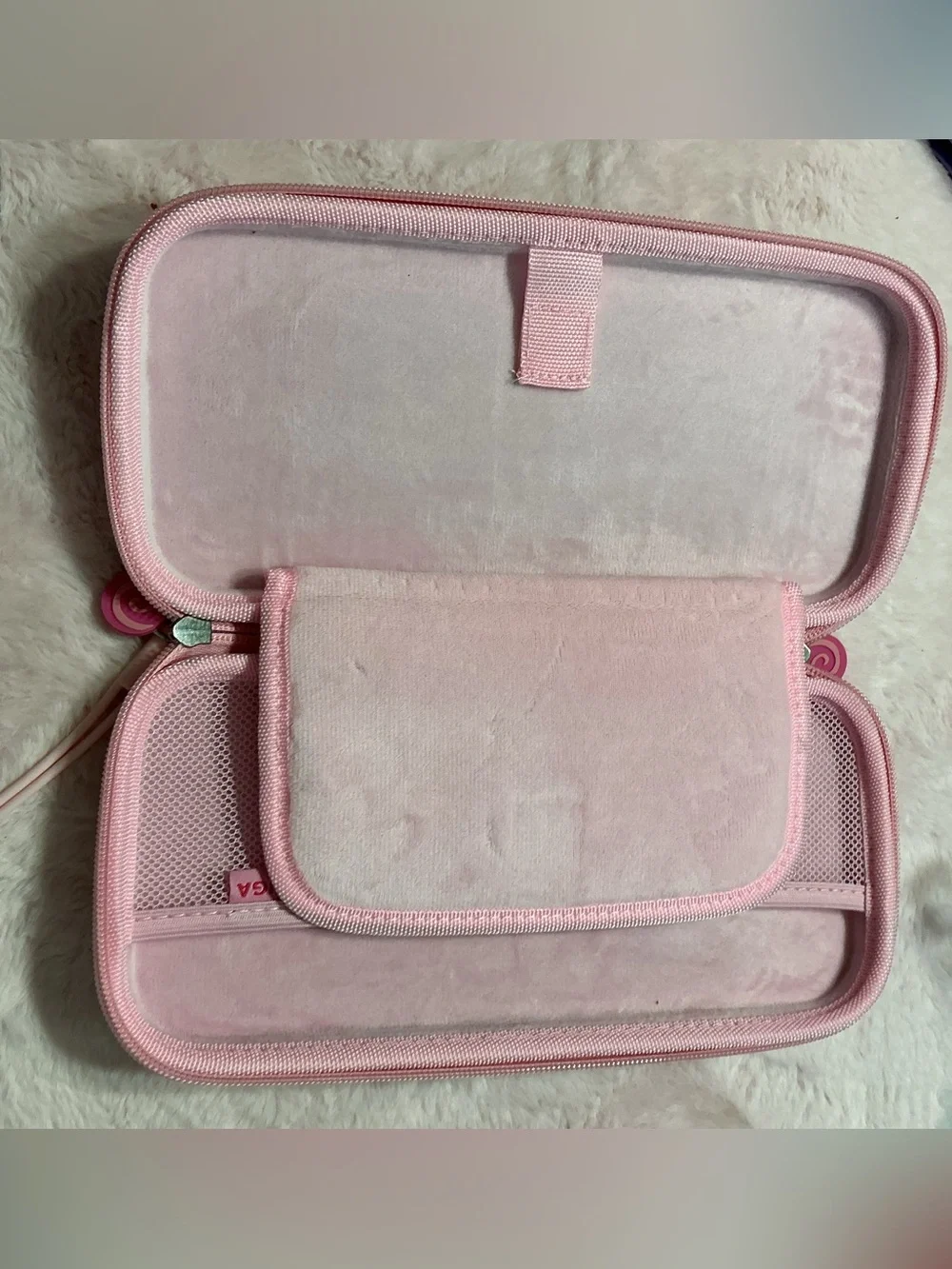 Pink Kids Candy Cat Zip Pouch - Cute Travel Case D27